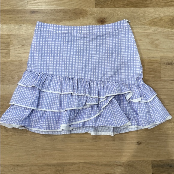 LILLY PULITZER ROSALIE GINGHAM PLAID TIERED RUFFLE LAVENDER SKIRT SZ 6 - Picture 2 of 5